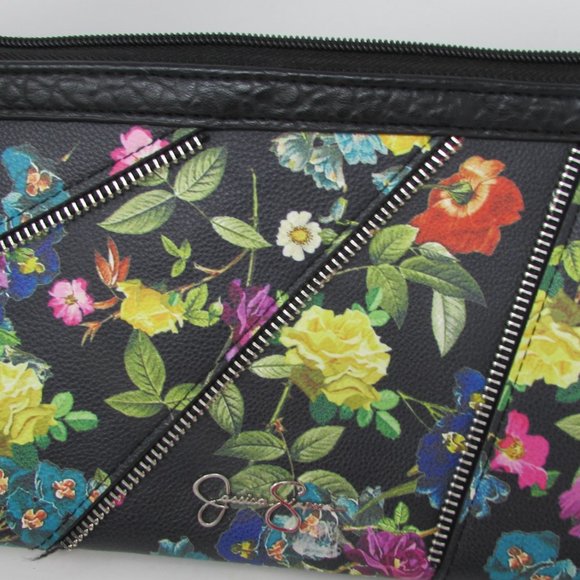 JESSICA SIMPSON  BLACK WITH FLORAL DESIGN  CROSSBODY BAG HANDBAG! - Picture 2 of 8